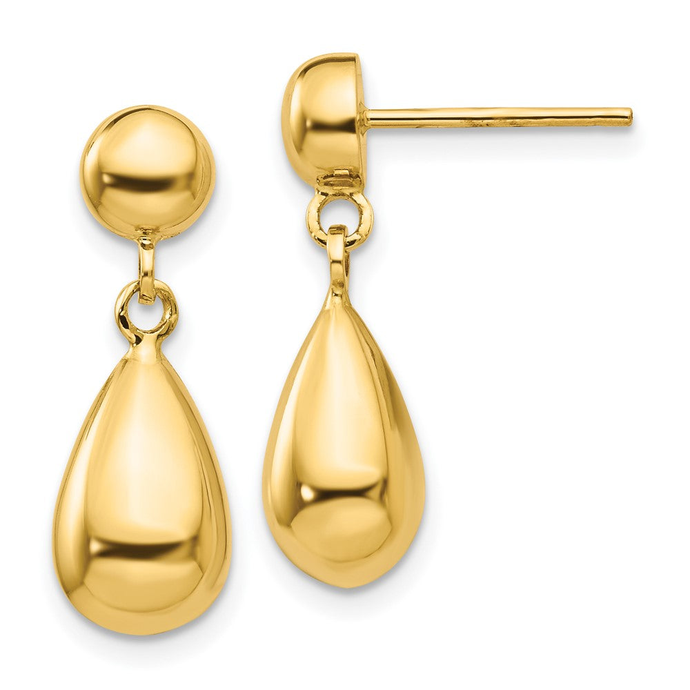 14K Gelbgold Tropfen Hohl Stecker Ohrhänger