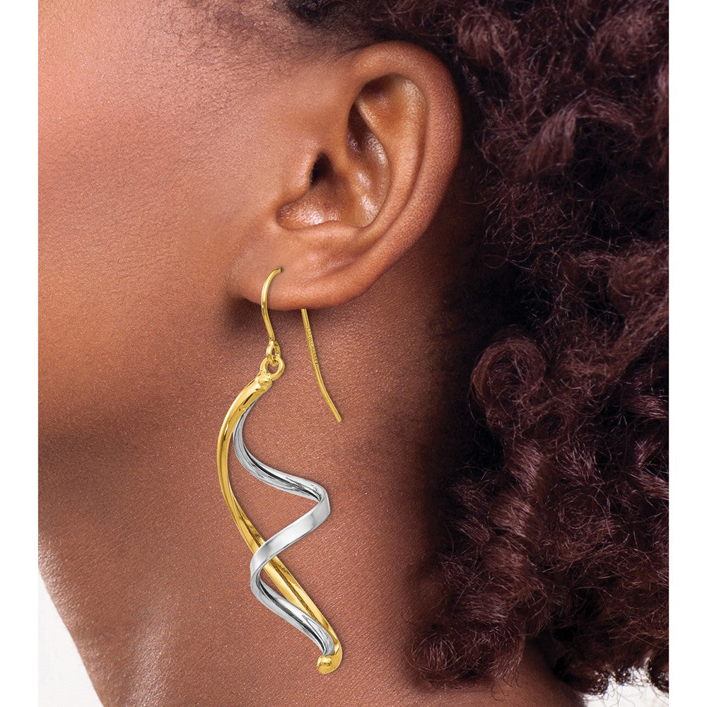 14K Bicolor Poliert Fantasie Ohrhänger