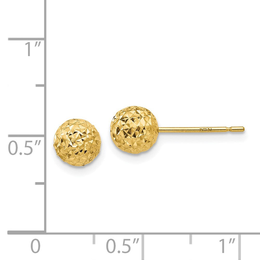 14K Gelbgold Diamantiert Kugel Ohrstecker