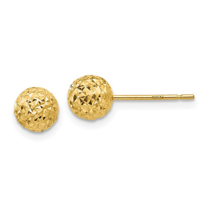 14K Gelbgold Diamantiert Kugel Ohrstecker