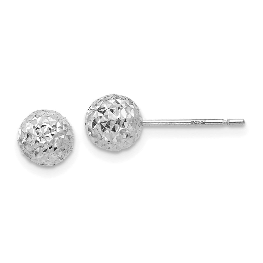 14K Weißgold 6mm Kugel Ohrstecker