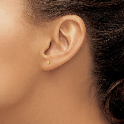 14K Gelbgold 3mm Puff Kreis Ohrstecker
