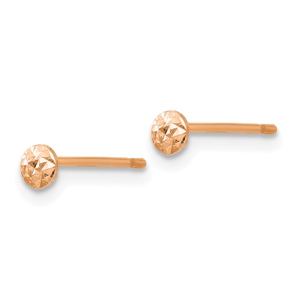 14K Roségold 3mm Puff Kreis Ohrstecker