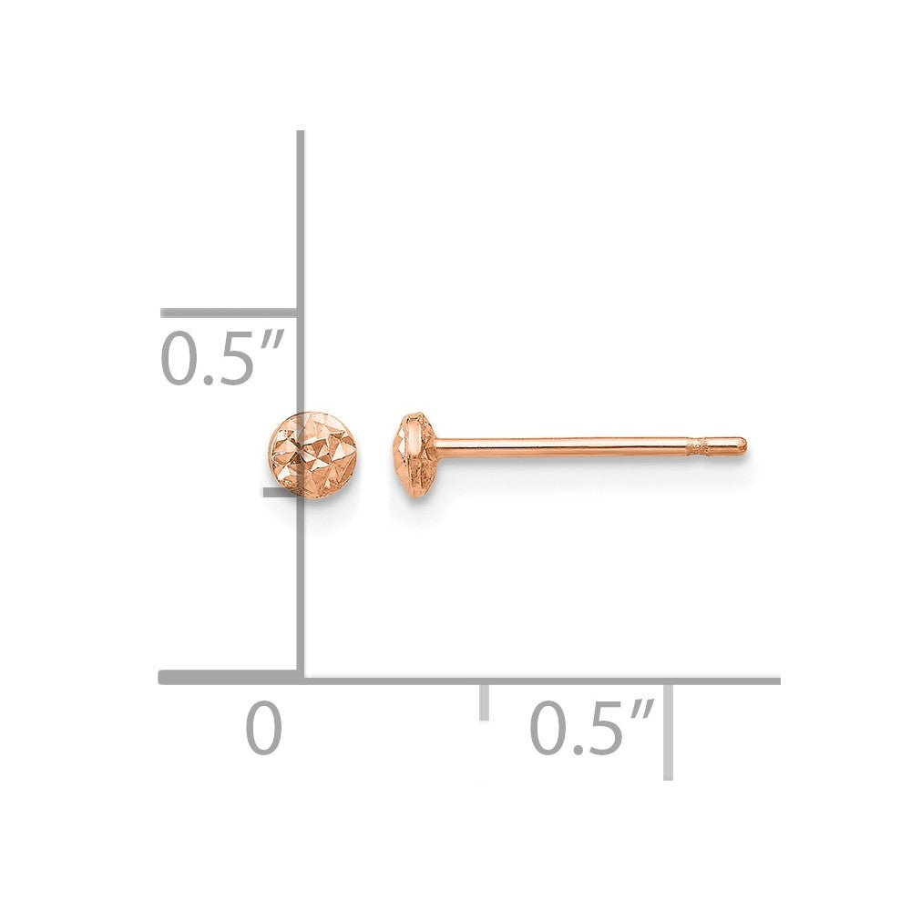 14K Roségold 3mm Puff Kreis Ohrstecker