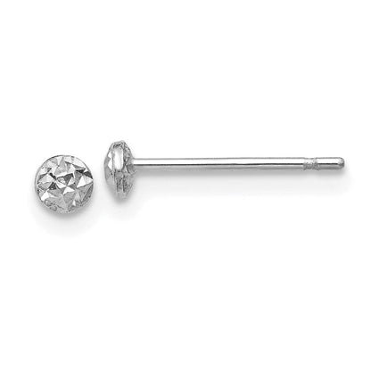 14K Weißgold 3mm Puff Kreis Ohrstecker