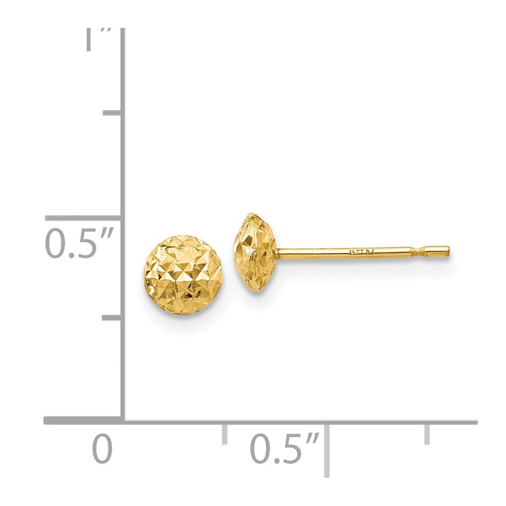 14K Gelbgold 5mm Kreis Puff Ohrstecker