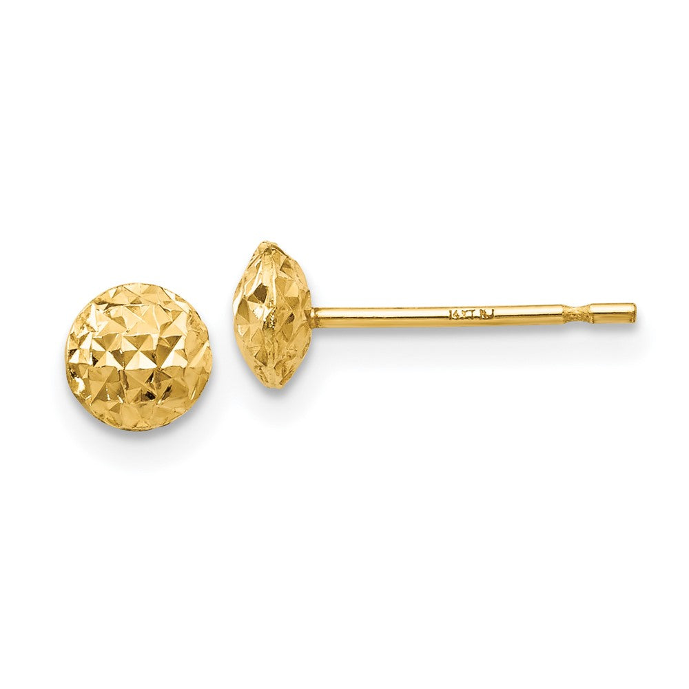14K Gelbgold 5mm Kreis Puff Ohrstecker