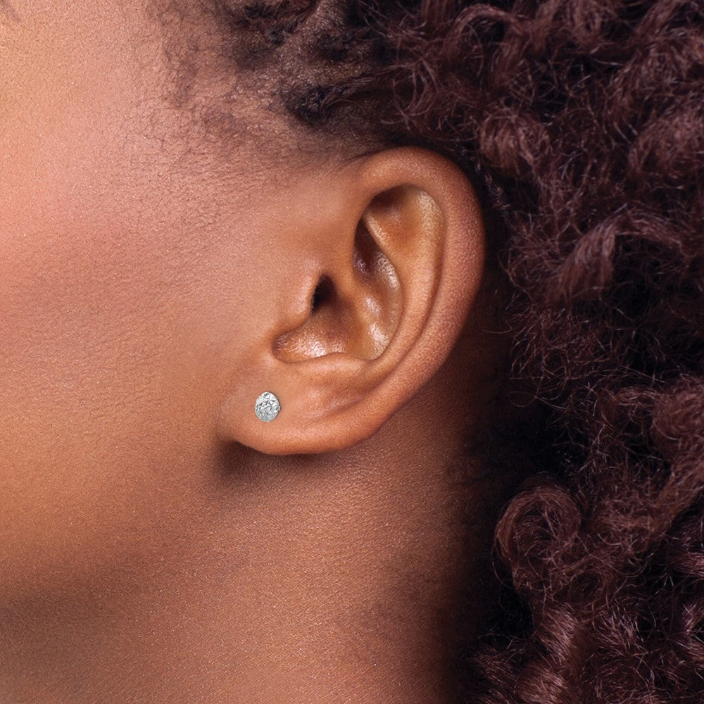14K Weißgold 5 Mm Puff Kreis Ohrstecker