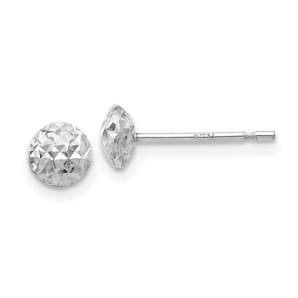 14K Weißgold 5 Mm Puff Kreis Ohrstecker