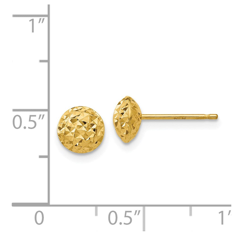 14K Gelbgold 6mm Puff Kreis Ohrstecker