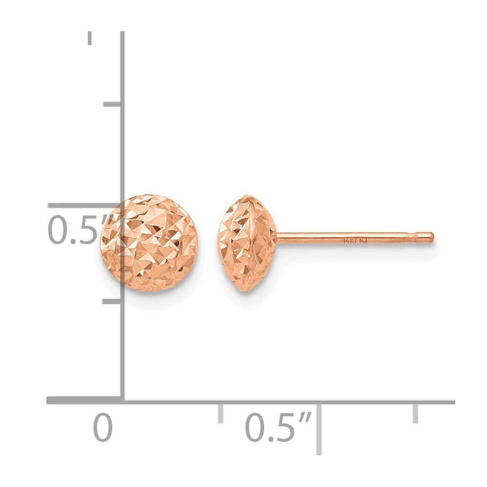 14K Roségold 6mm Kreis Puff Ohrstecker