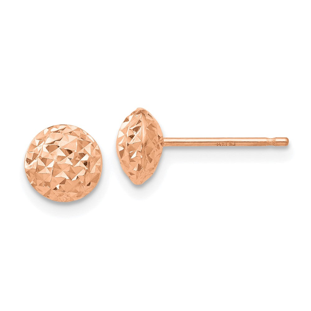 14K Roségold 6mm Kreis Puff Ohrstecker