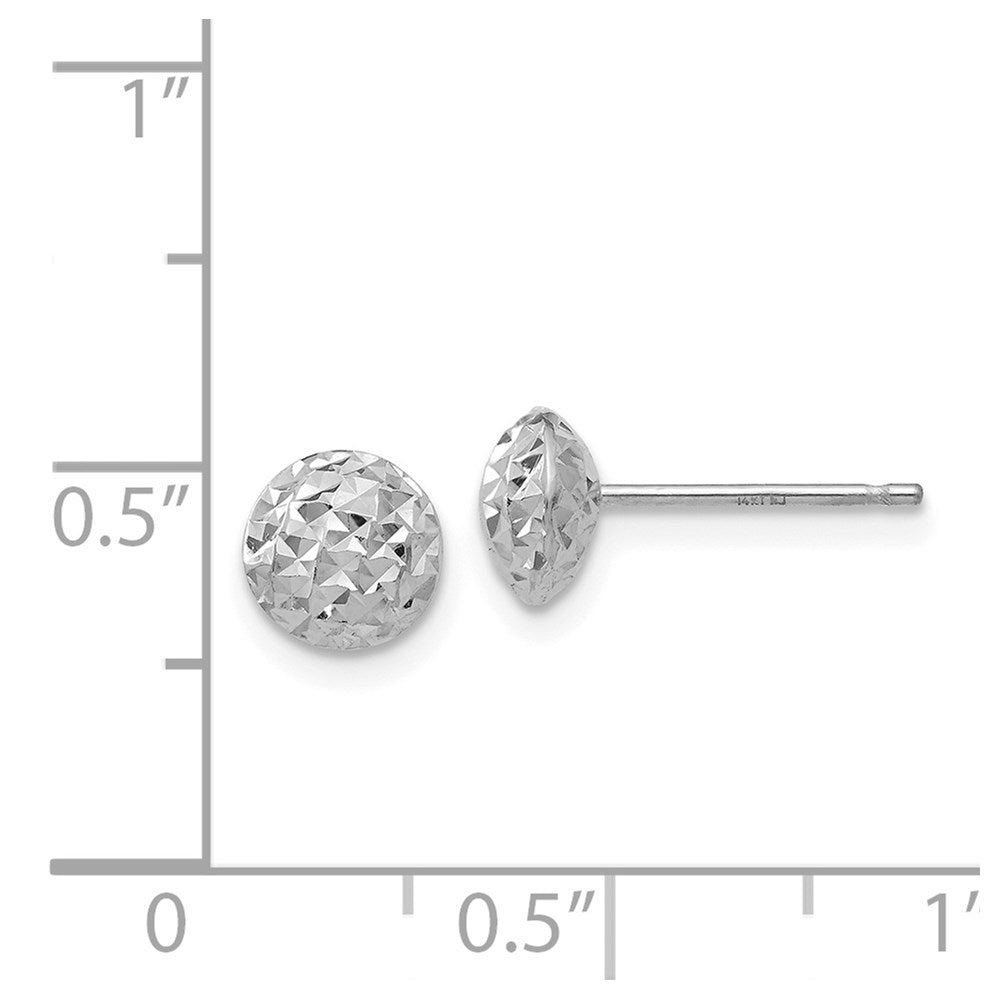 14K Weißgold 6mm Kreis Puff Ohrstecker