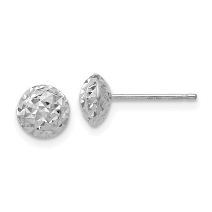 14K Weißgold 6mm Kreis Puff Ohrstecker