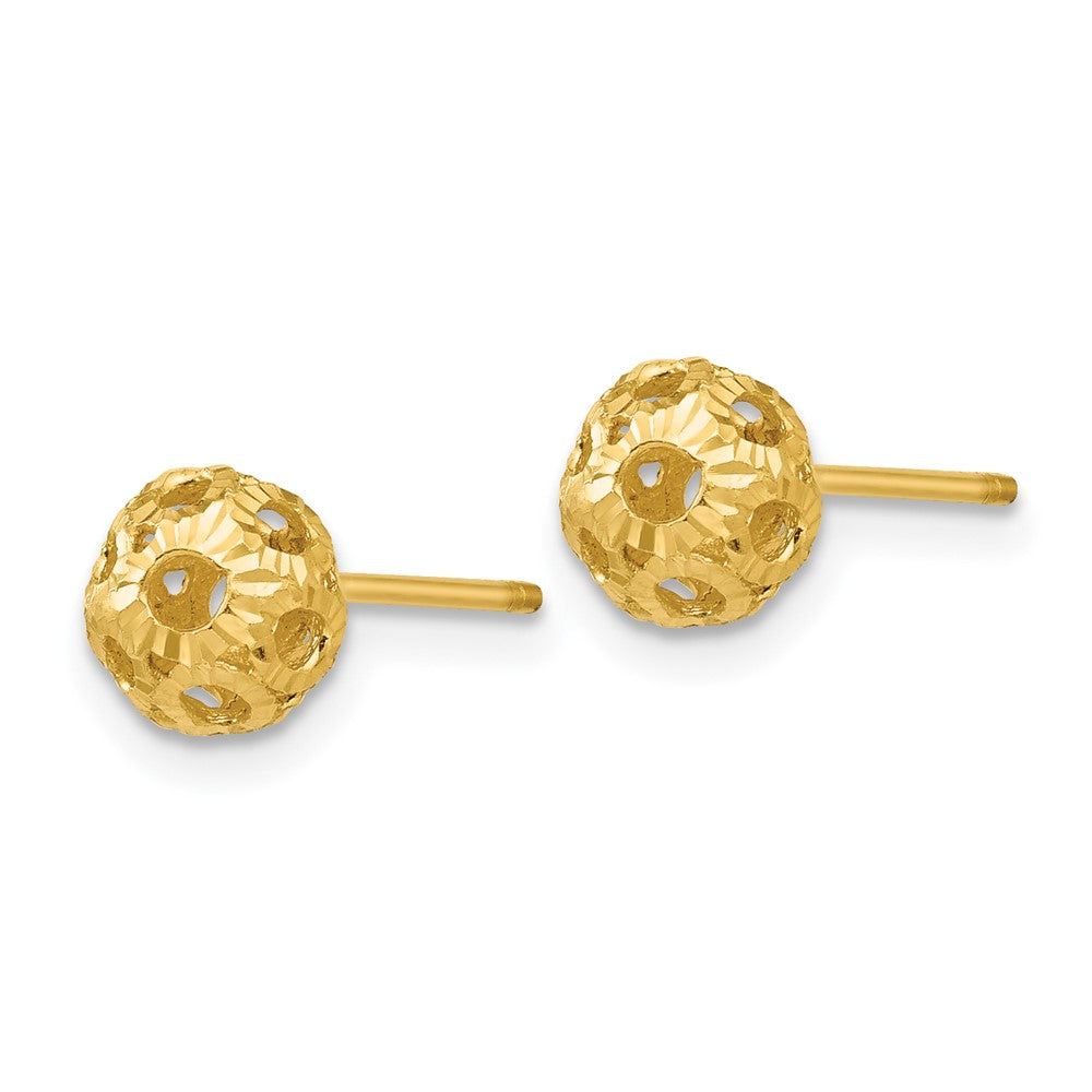 14K Gelbgold Offen Diamantiert Kugel Ohrstecker