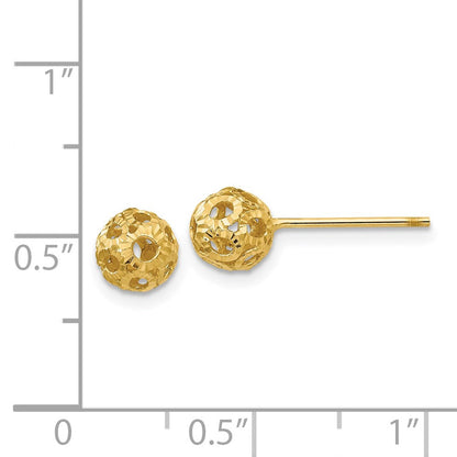 14K Gelbgold Offen Diamantiert Kugel Ohrstecker