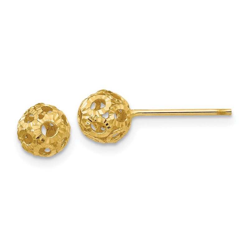 14K Gelbgold Offen Diamantiert Kugel Ohrstecker