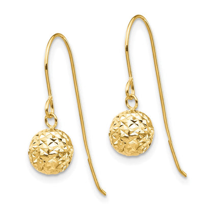 14K Gelbgold 6mm Diamantiert Perle Ohrhänger