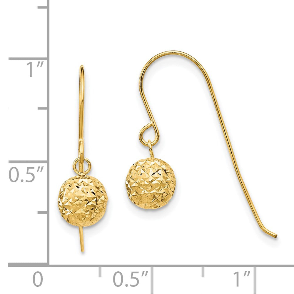 14K Gelbgold 6mm Diamantiert Perle Ohrhänger