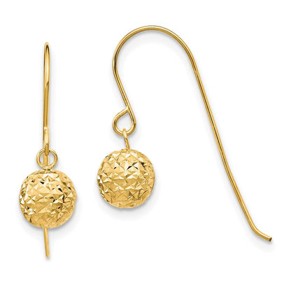 14K Gelbgold 6mm Diamantiert Perle Ohrhänger
