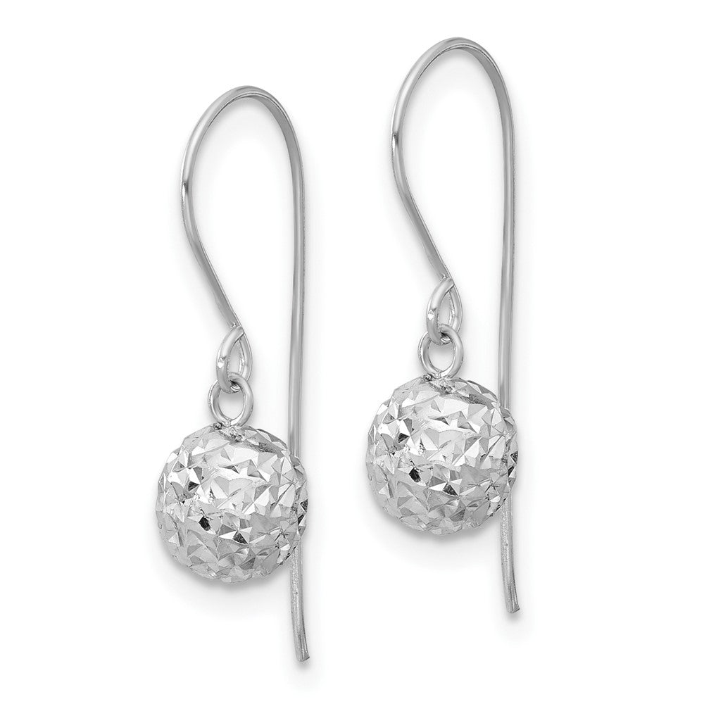 14K Weißgold 6mm Diamantiert Kugel Ohrhänger