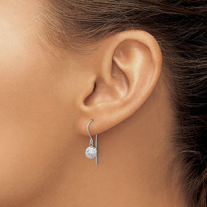 14K Weißgold 6mm Diamantiert Kugel Ohrhänger