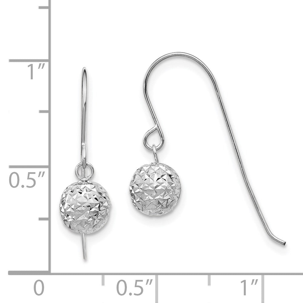 14K Weißgold 6mm Diamantiert Kugel Ohrhänger
