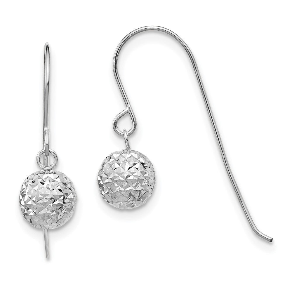 14K Weißgold 6mm Diamantiert Kugel Ohrhänger