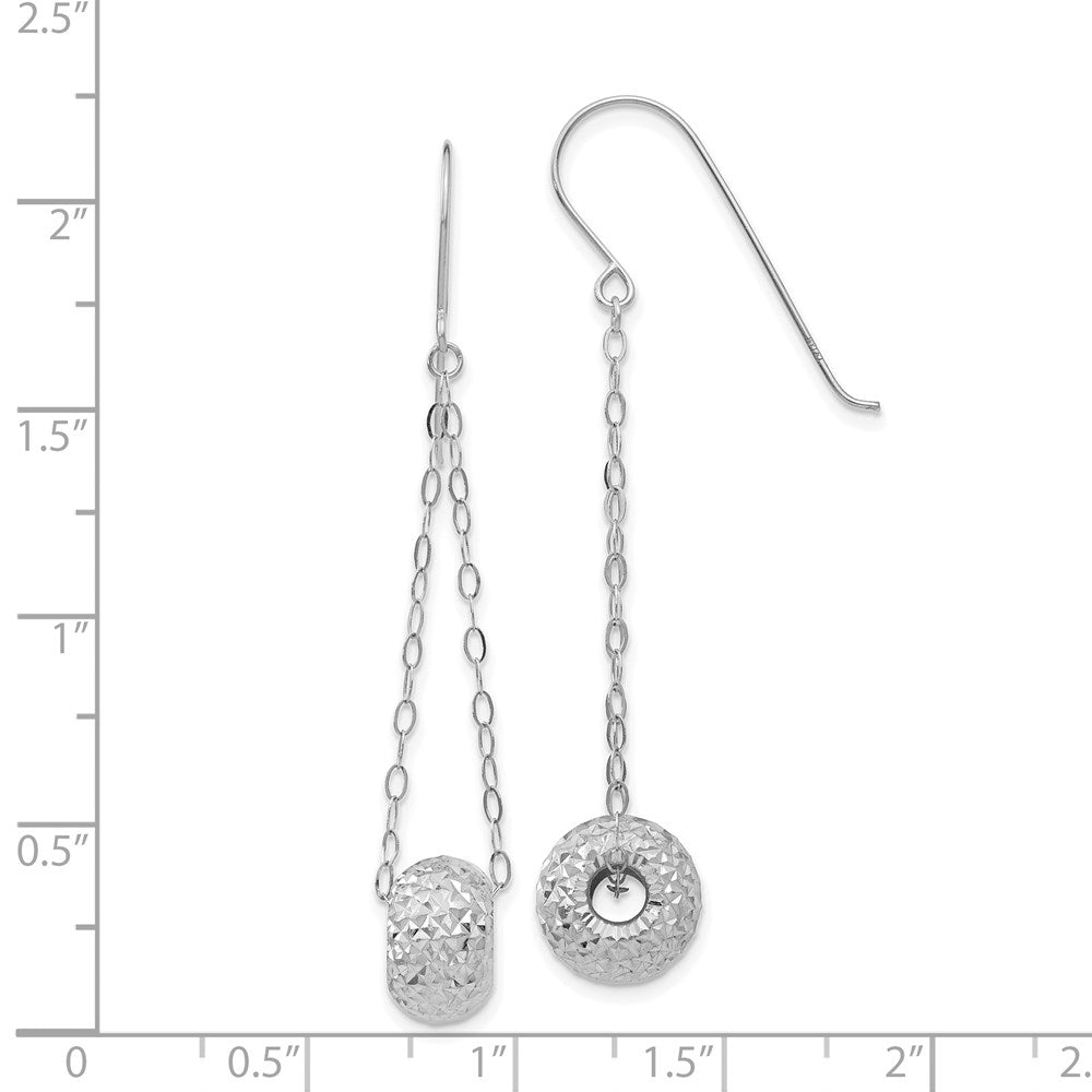 14K Weißgold Kette mit Diamantiert Puff Donut Perle Ohrringe