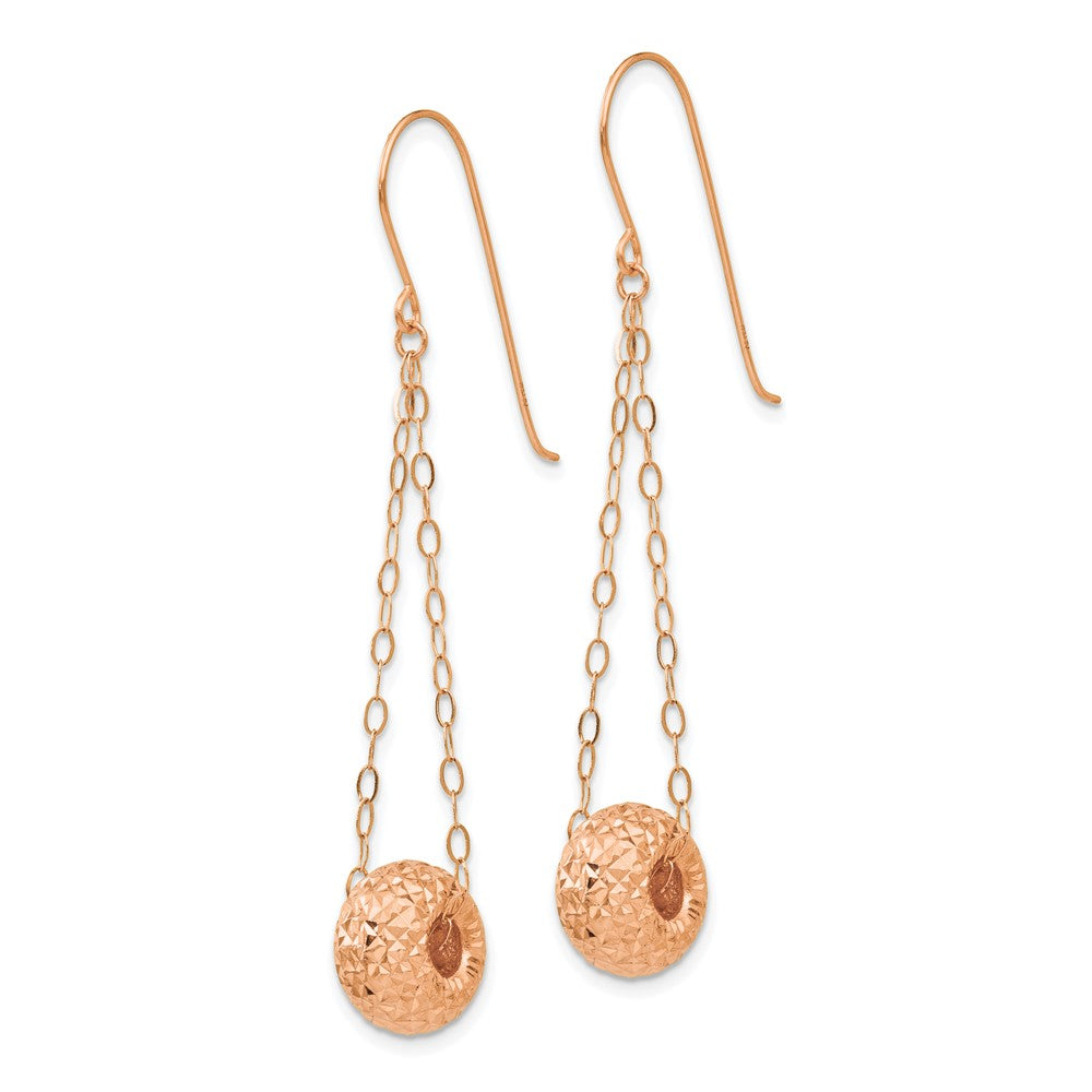 14K Roségold Kette mit Diamantiert Puff Donut Perle Ohrringe
