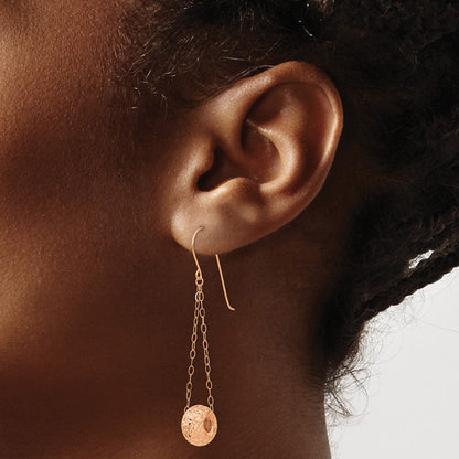 14K Roségold Kette mit Diamantiert Puff Donut Perle Ohrringe