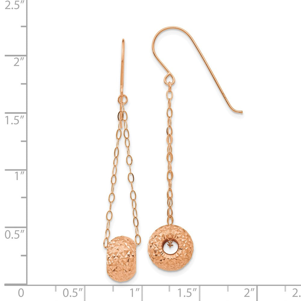 14K Roségold Kette mit Diamantiert Puff Donut Perle Ohrringe