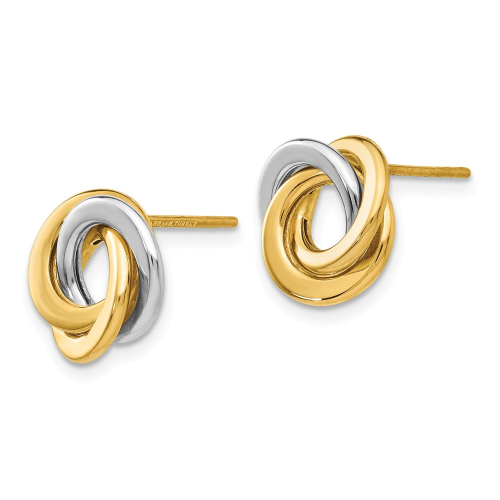 14K Bicolor Poliert Intertwined Kreise Ohrstecker