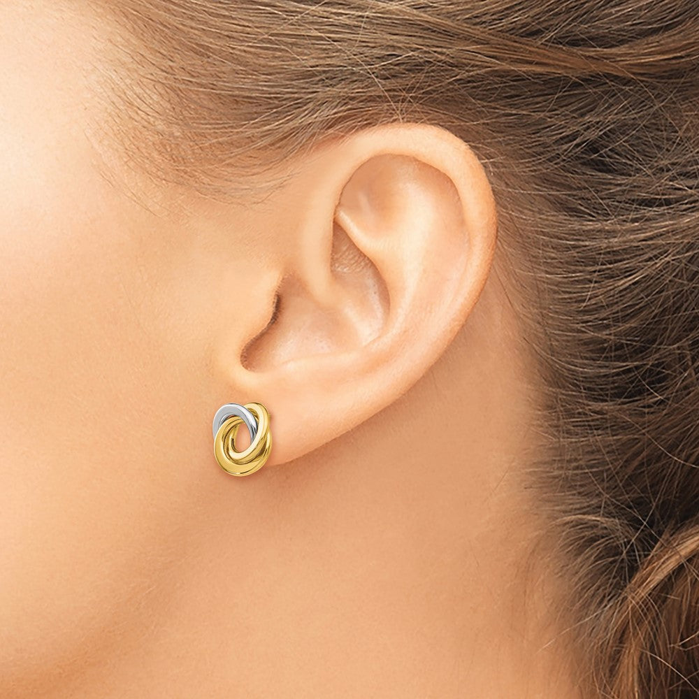 14K Bicolor Poliert Intertwined Kreise Ohrstecker