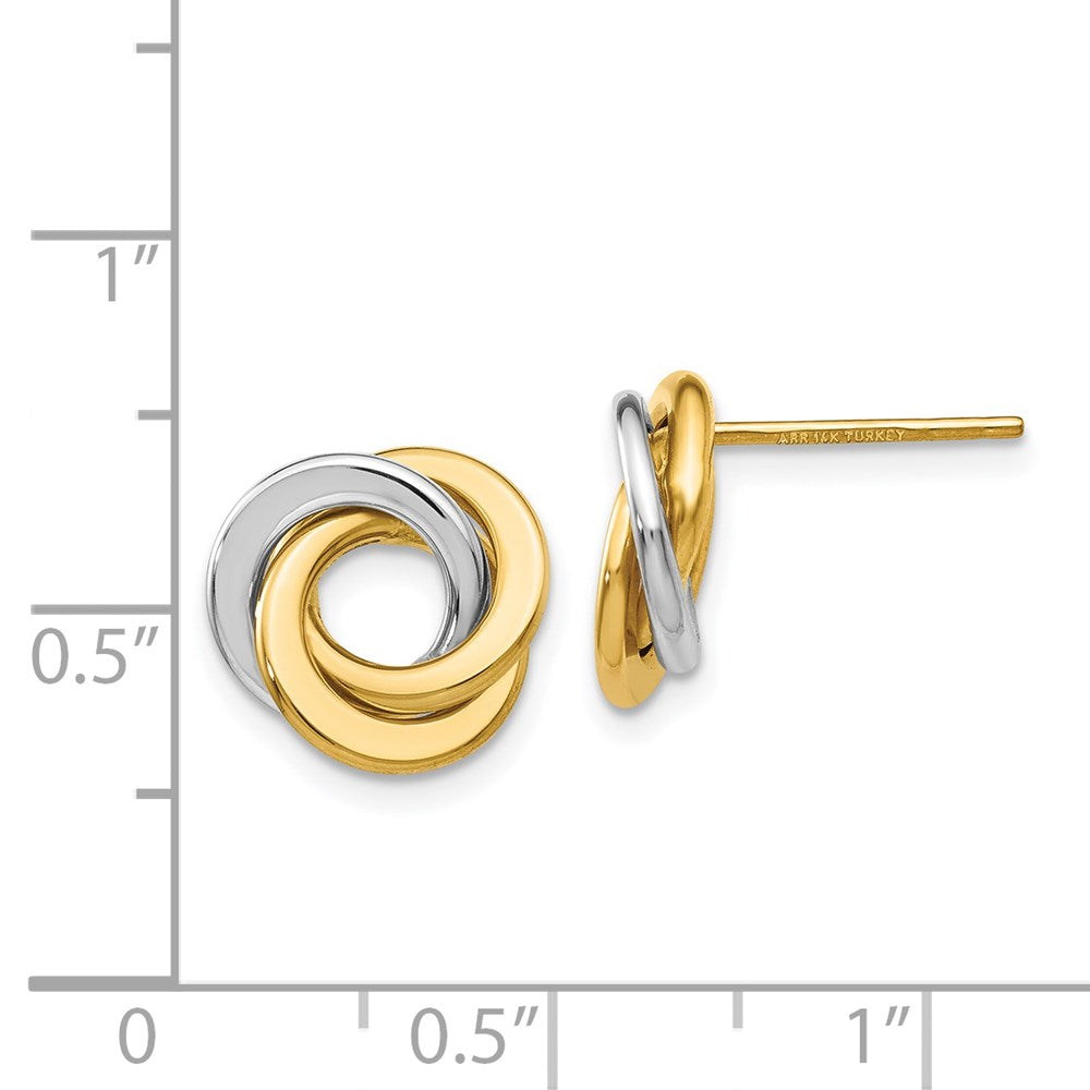 14K Bicolor Poliert Intertwined Kreise Ohrstecker