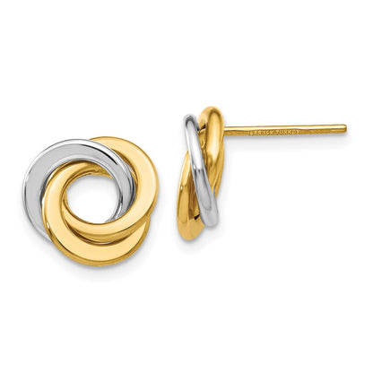 14K Bicolor Poliert Intertwined Kreise Ohrstecker
