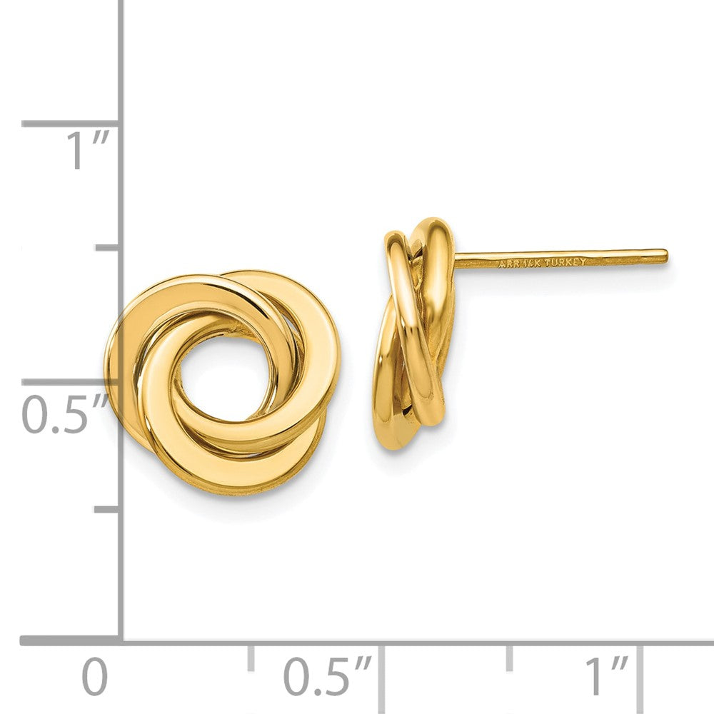 14K Gelbgold Poliert Intertwined Kreise Ohrstecker
