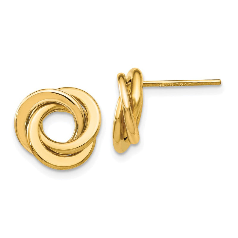 14K Gelbgold Poliert Intertwined Kreise Ohrstecker