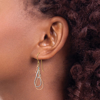 14K Tricolor Diamantiert Tear Tropfen Ohrhänger