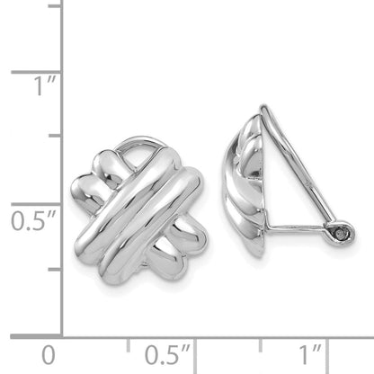 14K Weißgold Poliert Non-pierced X Omega Rückseite Ohrringe