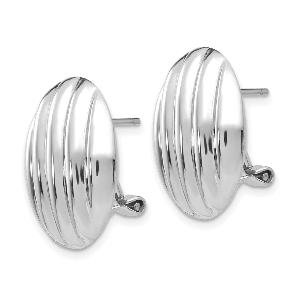 14K Weißgold Poliert Fantasie Omega Rückseite Ohrstecker