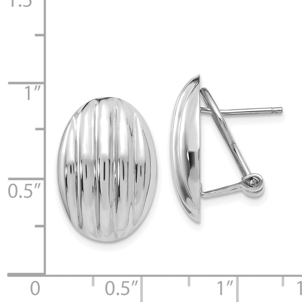 14K Weißgold Poliert Fantasie Omega Rückseite Ohrstecker