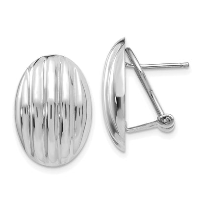 14K Weißgold Poliert Fantasie Omega Rückseite Ohrstecker