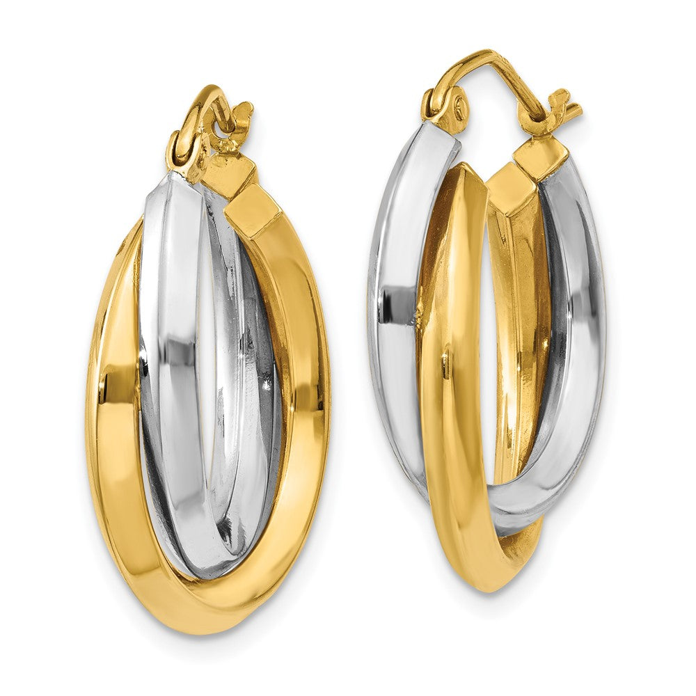 14K Bicolor Poliert Doppelt Creolen
