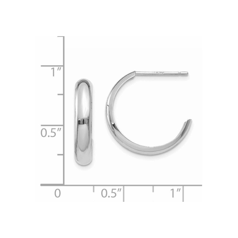 14K Weißgold Poliert 3.5mm J- Creolen