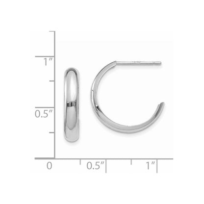 14K Weißgold Poliert 3.5mm J- Creolen