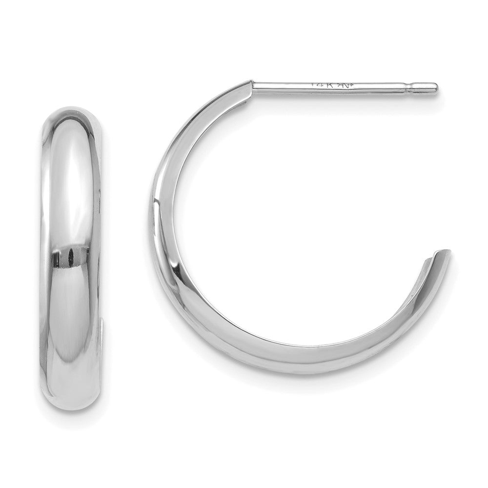14K Weißgold Poliert 3.5mm J- Creolen
