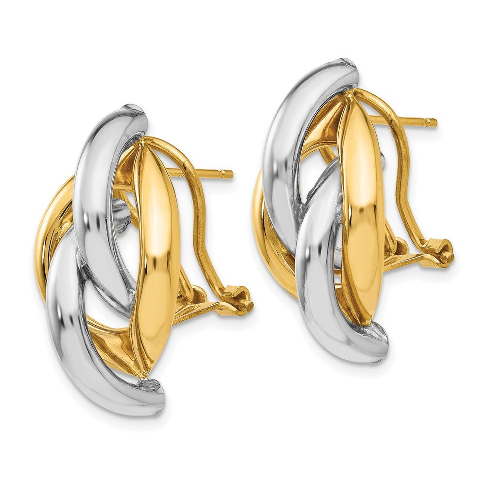 14K Bicolor Wirbel Omega Rückseite Ohrstecker