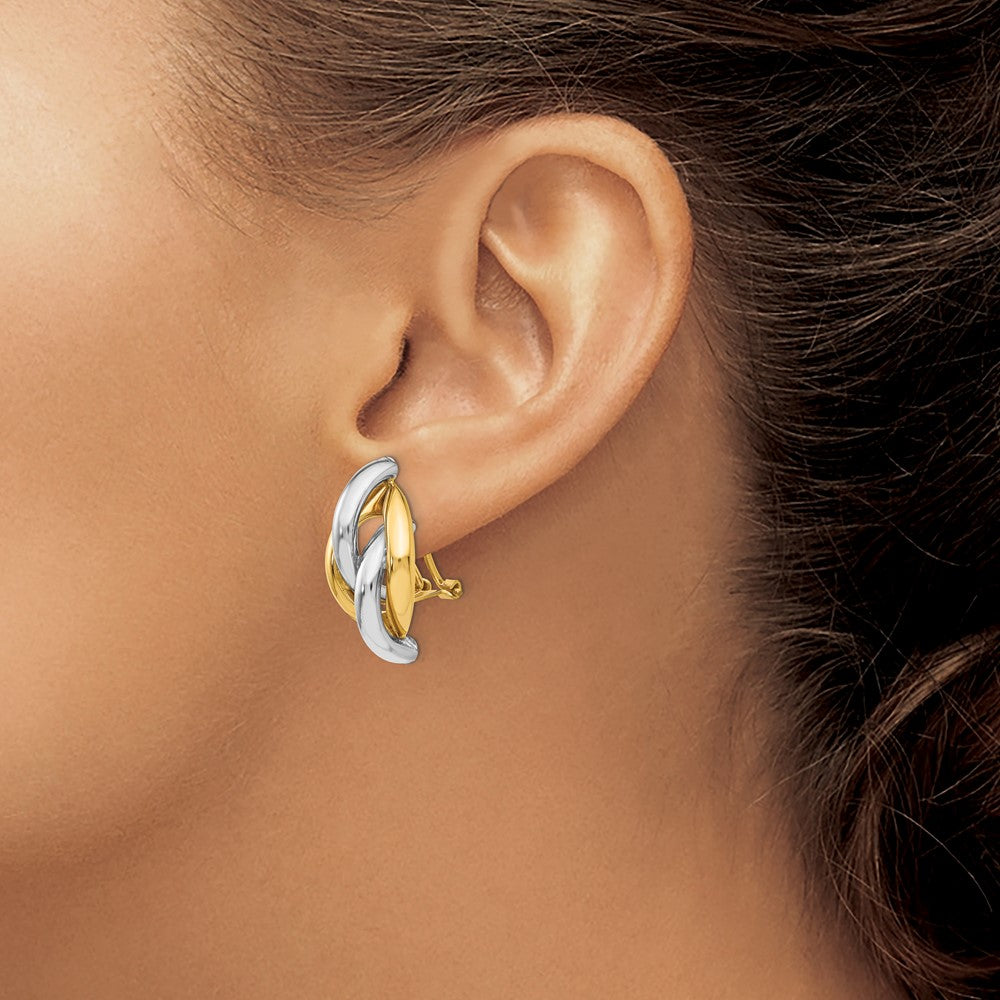 14K Bicolor Wirbel Omega Rückseite Ohrstecker