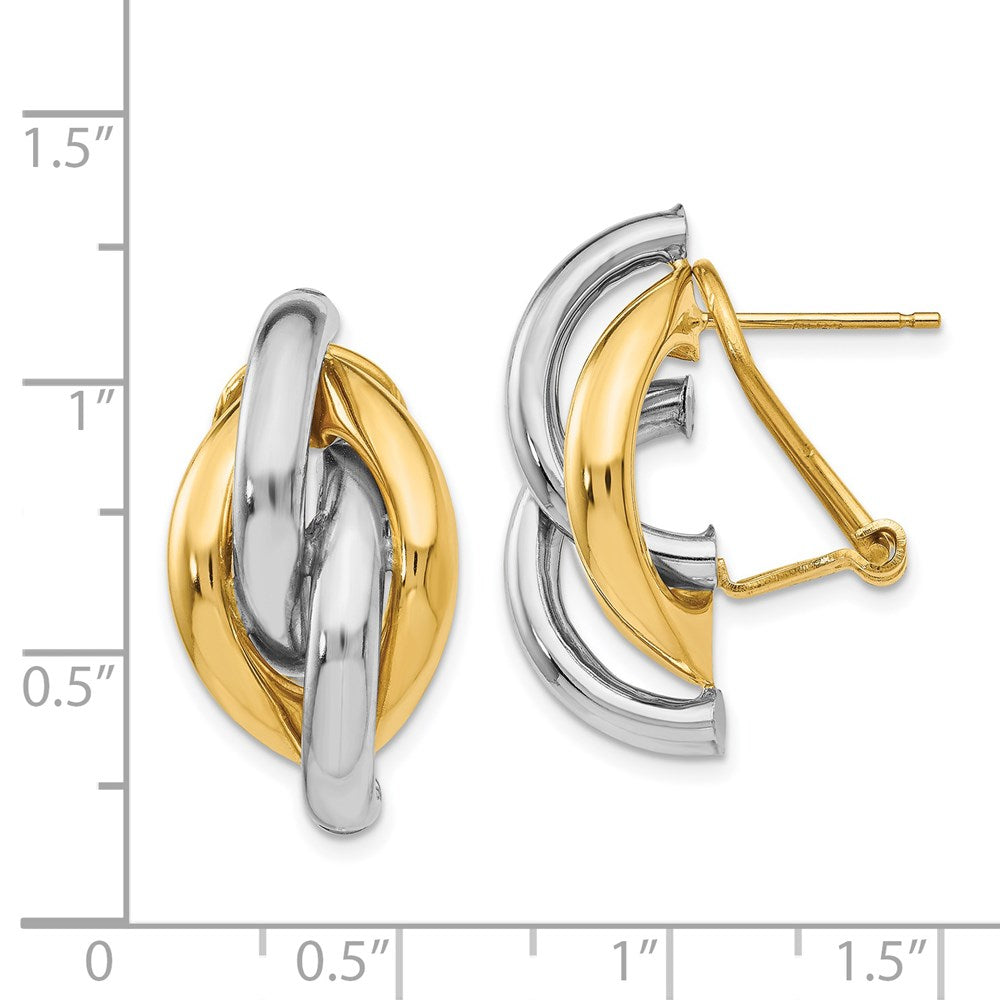 14K Bicolor Wirbel Omega Rückseite Ohrstecker